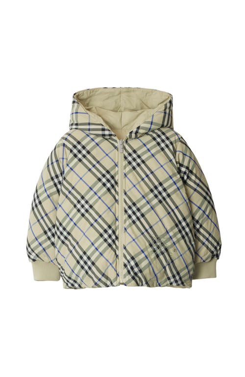 Shop Burberry Reversible Check Nylon Puffer Jacket In Lichen