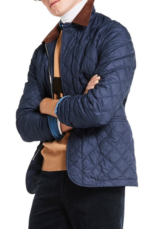 Brooks Brothers Diamond Quilted Water Resistant Walking Coat in Navy at Nordstrom, Size Small
