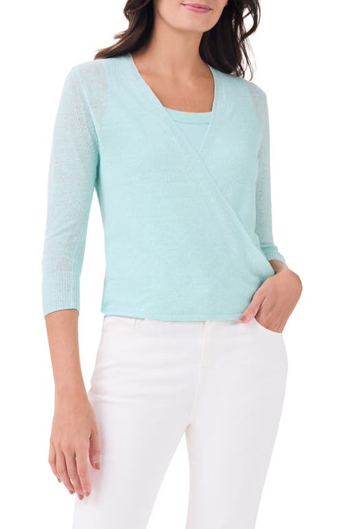 Shop Nic + Zoe Nic+zoe 4-way Linen Blend Convertible Cardigan In Seafoam