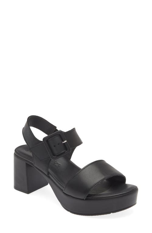 Glamour Platform Sandal in Jet Black Leather