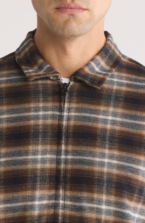 Shop Vans Montwood Plaid Flannel Zip-up Shirt In Black/sepia