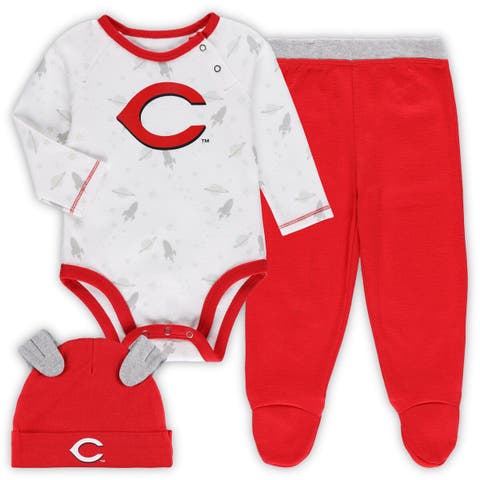 Infant Heather Gray/Red/White Cincinnati Reds Minor League Player Three-Pack Bodysuit Set