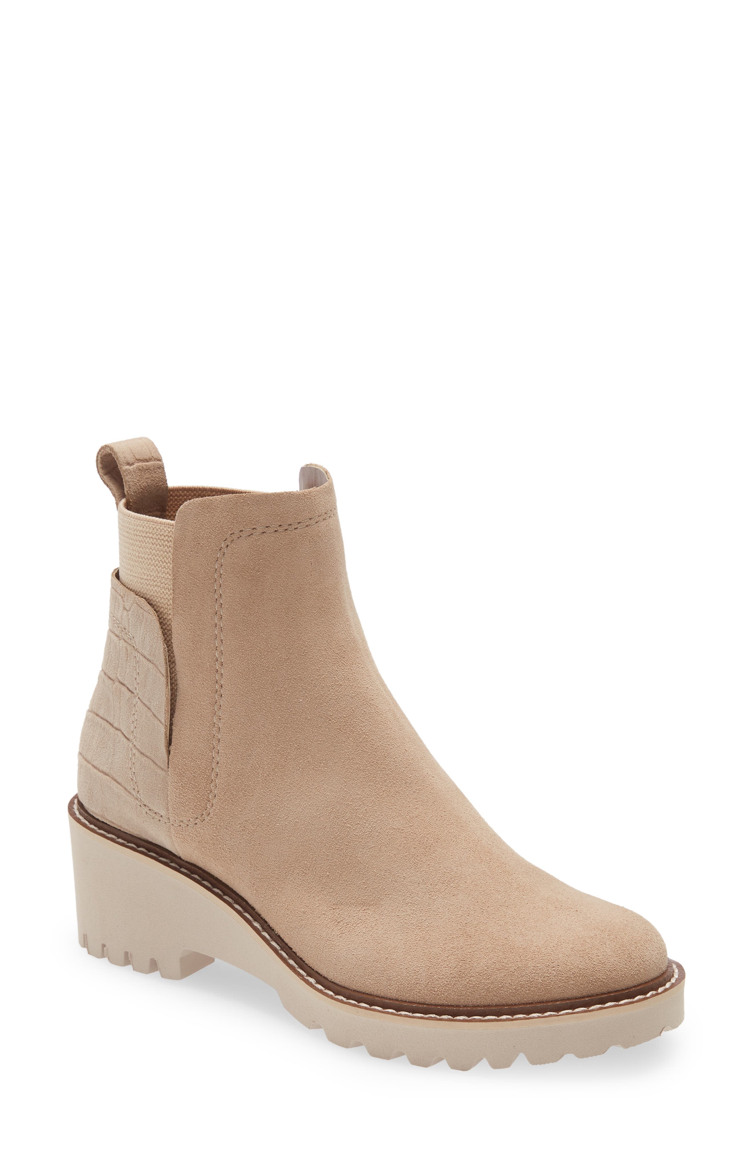 short beige ankle boots