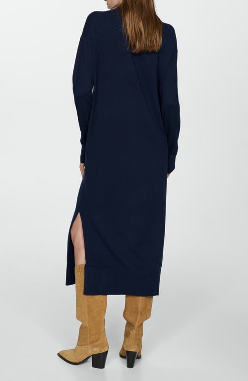 Shop Mango Mock Neck Long Sleeve Sweater Dress In Dark Navy