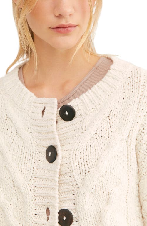 Shop Free People Bonfire Cable Knit Cardigan In Cream