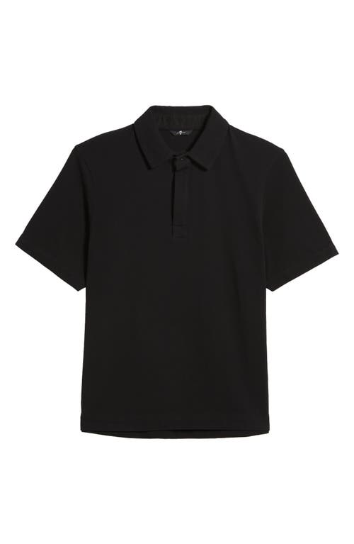 7 For All Mankind Piqué Knit Polo In Black