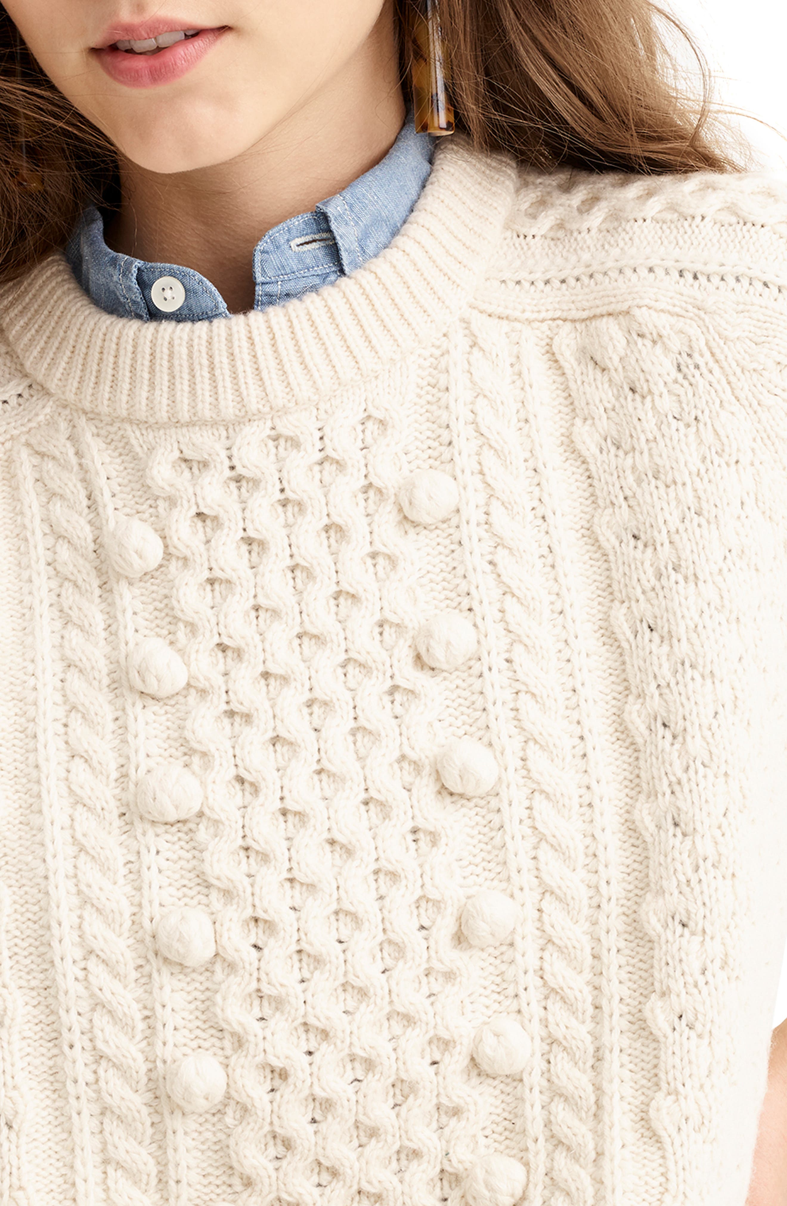 j crew popcorn cable knit sweater