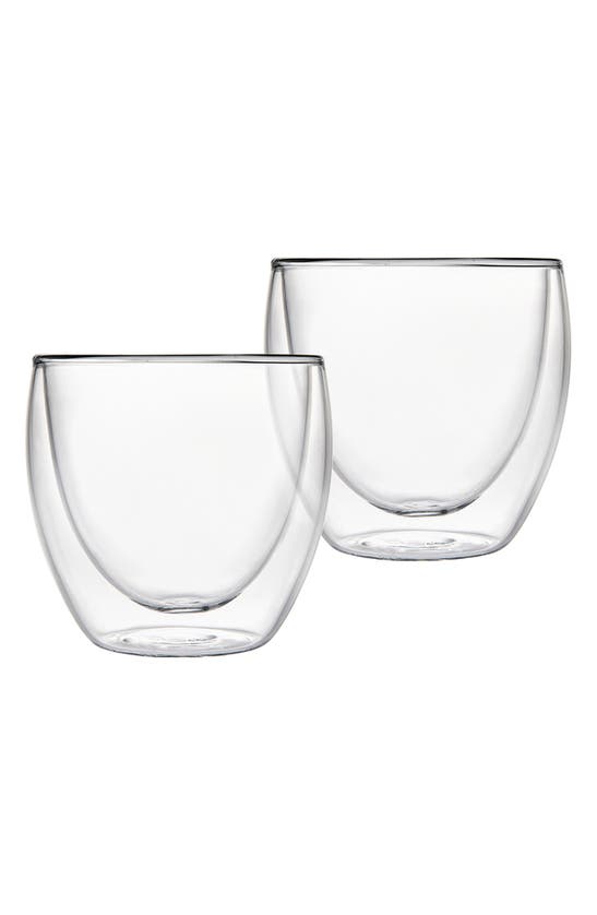 GODINGER SET OF 2 DOUBLE WALL GLASS SHORT DRINKING GLASSES,18121