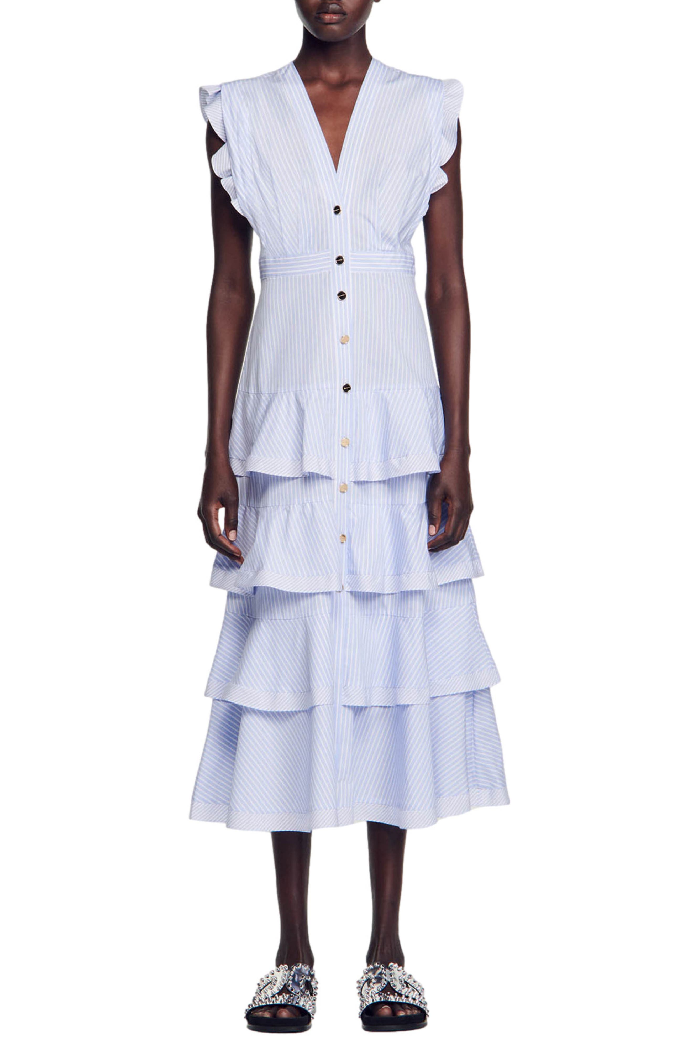 sandro blue white dress Sandro