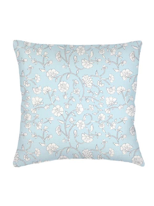 Shop Anaya Jaipur Floral Linen Pillow With Down Alternative Insert In Blue