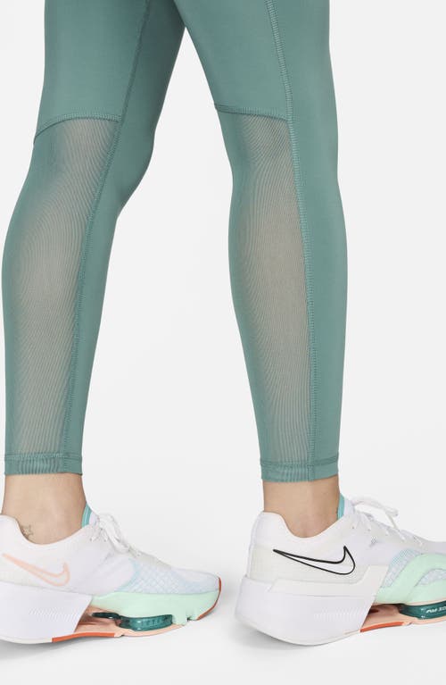 Shop Nike Pro Mid Rise Leggings In Bicoastal/white