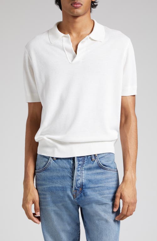 TOM FORD Textured Silk & Cotton Polo Sweater Chalk at Nordstrom, Us