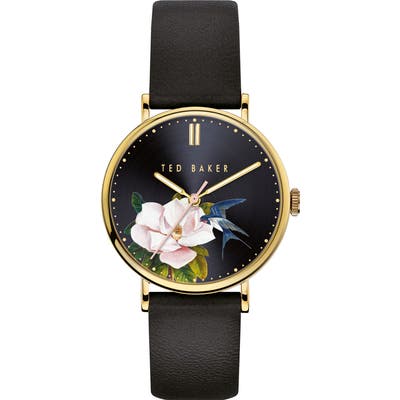 Ted Baker London Phylipa Flowers Leather Strap Watch, 37Mm