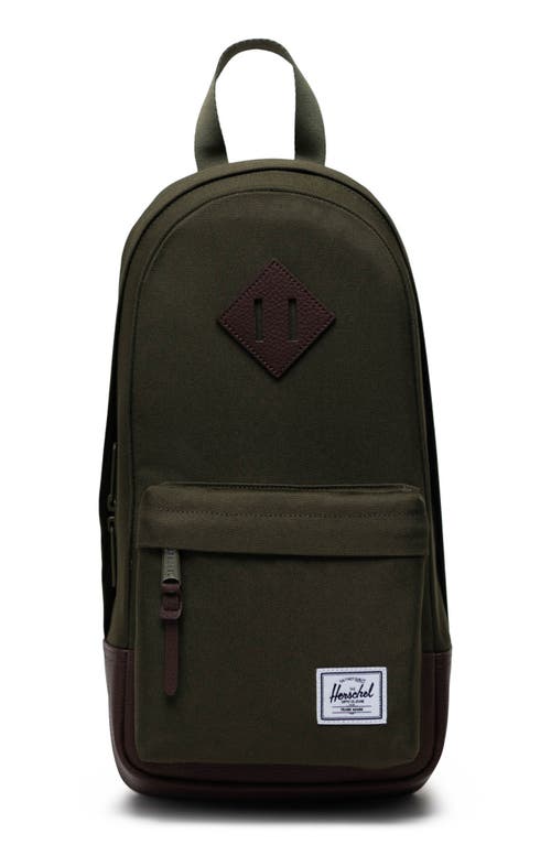 Shop Herschel Supply Co . Heritage Shoulder Bag In Ivy Green/chicory Coffee