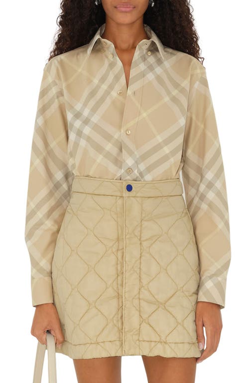 burberry Check Cotton Button-Down Shirt Flax Ip at Nordstrom,