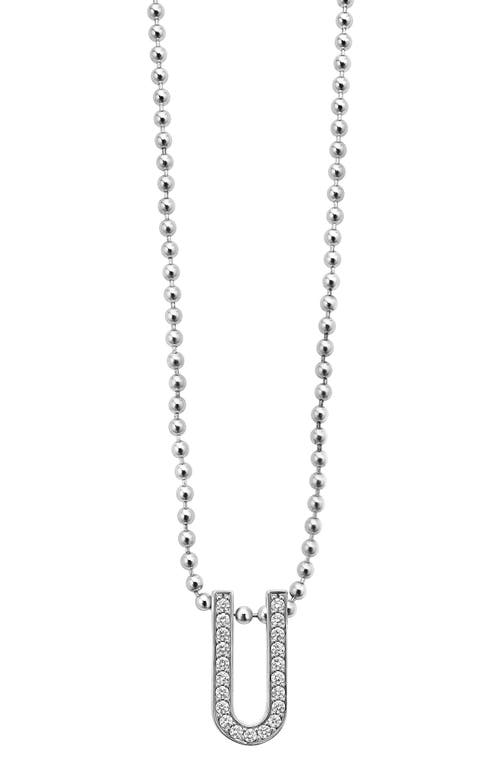 Shop Lagos Caviar Spark Large Linear Pavé Diamond Pendant Necklace In Silver