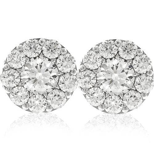 Bliss Diamond 3ct Halo Diamond Studs 14k White Gold Lab Growbn In 14k White Gold