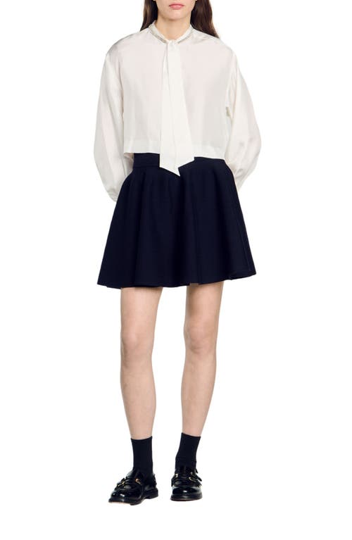 Shop Sandro Short Knit Skirt In Navy Blue