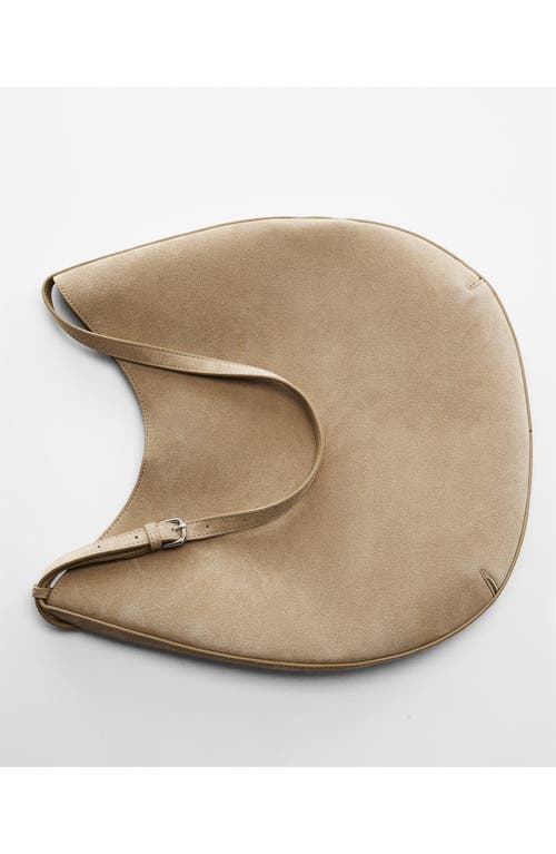 Mango Suede Shoulder Bag In Light Beige