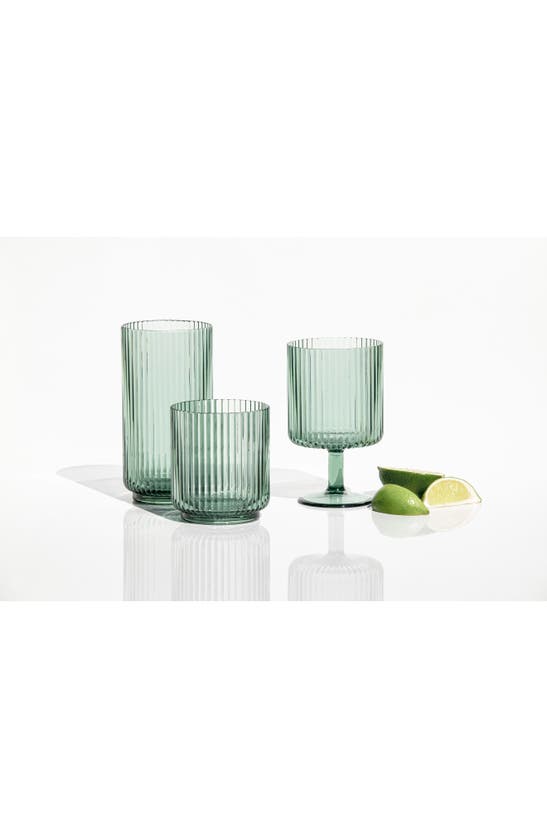 Tarhong Set Of 6 Shatterproof Mesa Stacking Goblets In Green