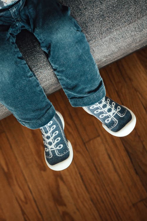 Shop Komuello Toddler Boy Sock Shoes In Denim Blue