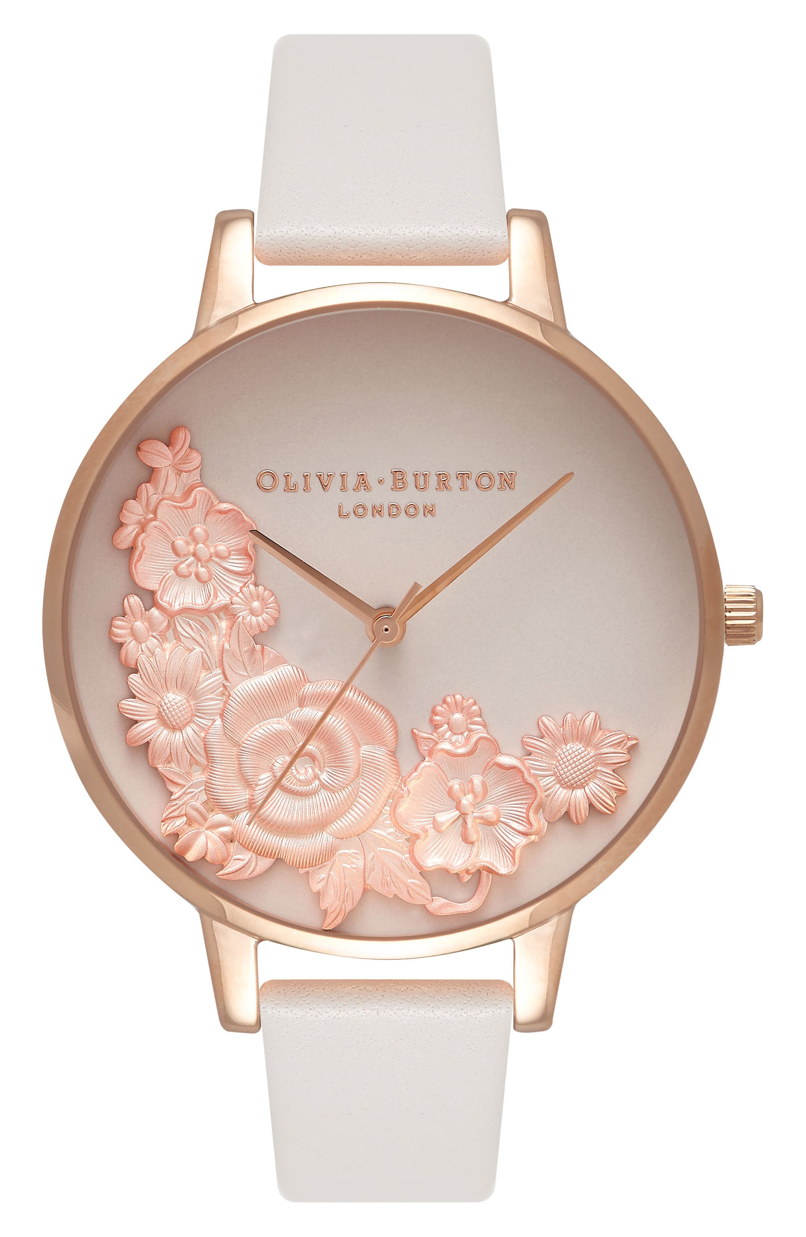 Olivia Burton Begin to Blush Leather Strap Watch, 38mm Nordstrom