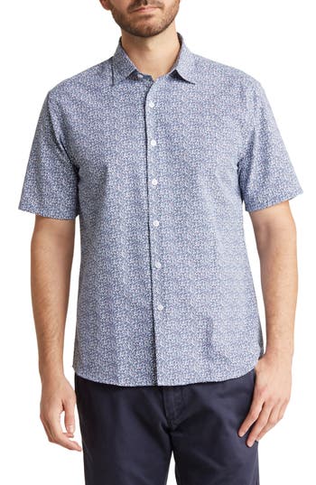 Westzeroone Bowfin Short Sleeve Button-up Shirt In Blue/white