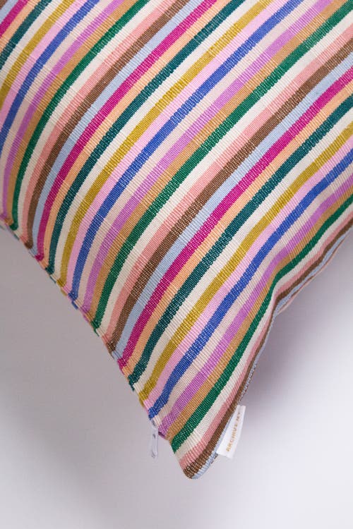 ARCHIVE NEW YORK ARCHIVE NEW YORK VALENTINA RAINBOW STRIPED COTTON HANDWOVEN SQUARE THROW PILLOW