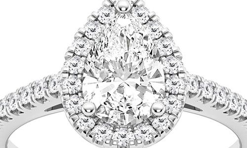 Shop Badgley Mischka Collection 14k Gold Pear Cut Lab Created Diamond Halo Ring In Platinum