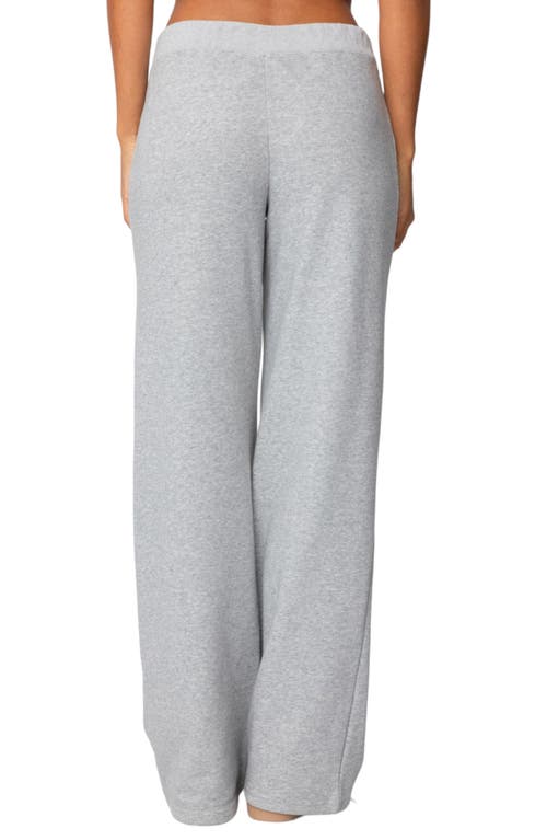 Shop Edikted 06 Wide Leg Drawstring Sweatpants In Grey Melange