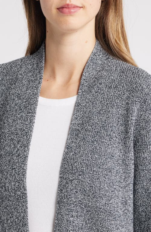 Shop Eileen Fisher Organic Cotton Open Front Cardigan In Black/ivory