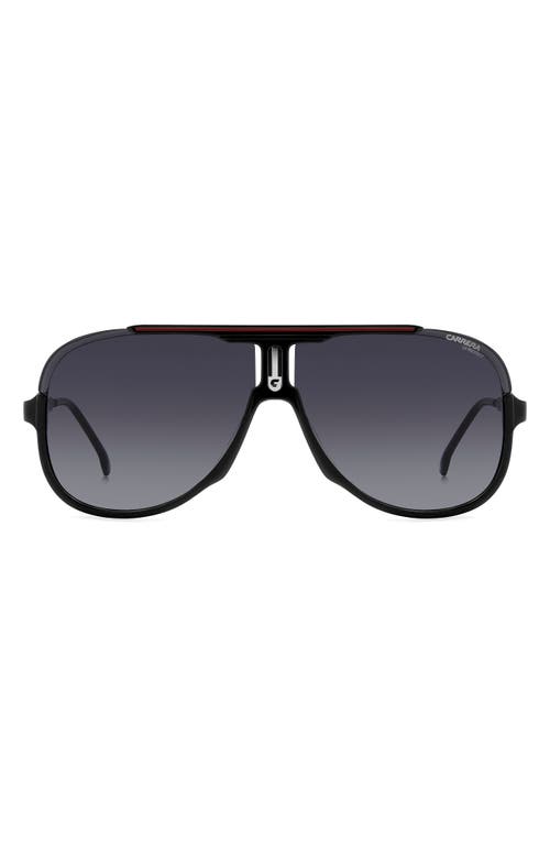 64mm Oversize Aviator Sunglasses in Black Red/Grey Shaded