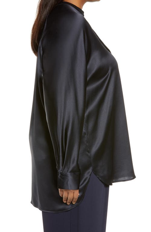 VINCE VINCE BAND COLLAR SILK TUNIC BLOUSE 