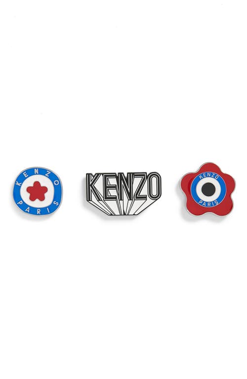 KENZO Set of 3 Logo Stamp Pins in Metallic Multicolor