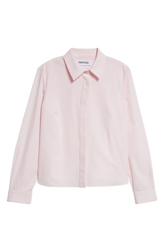 Shop Partow Lara Cotton Poplin Crop Button-up Shirt In Blush