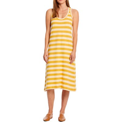 Michael Stars Valerie Stripe Cotton Racerback Tank Dress, Yellow
