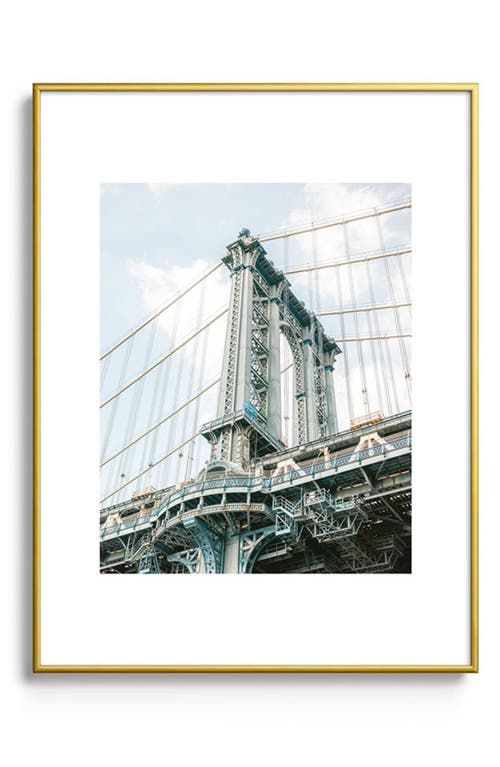 Deny Designs Manhattan Bridge New York City Framed Art Print in Golden Tones