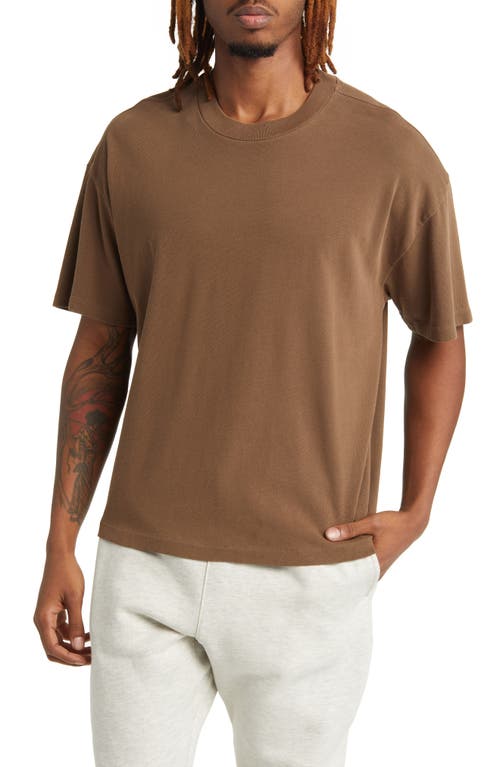Boxy Heavyweight Cotton Crop T-Shirt in Tobacco