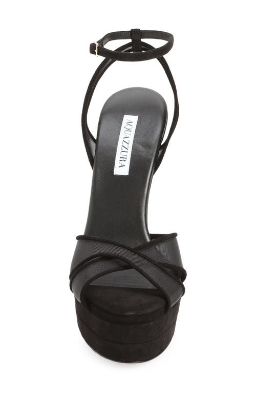 Aquazzura Divine Mesh Crisscross Platform Sandals In Black