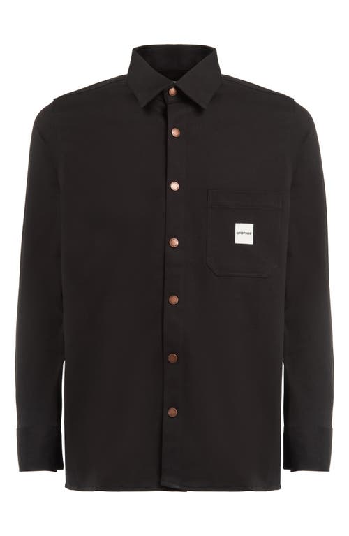 Gabardine Button-Up Shirt in Black
