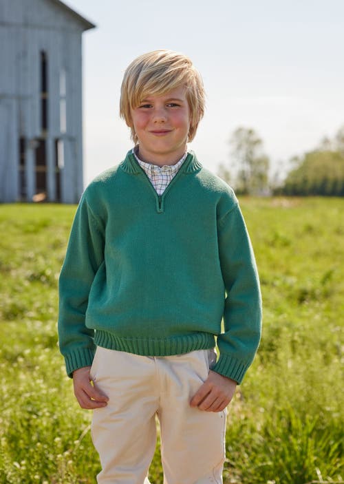 Little English Kids' Quarter Zip Sweater In Hunter Green
