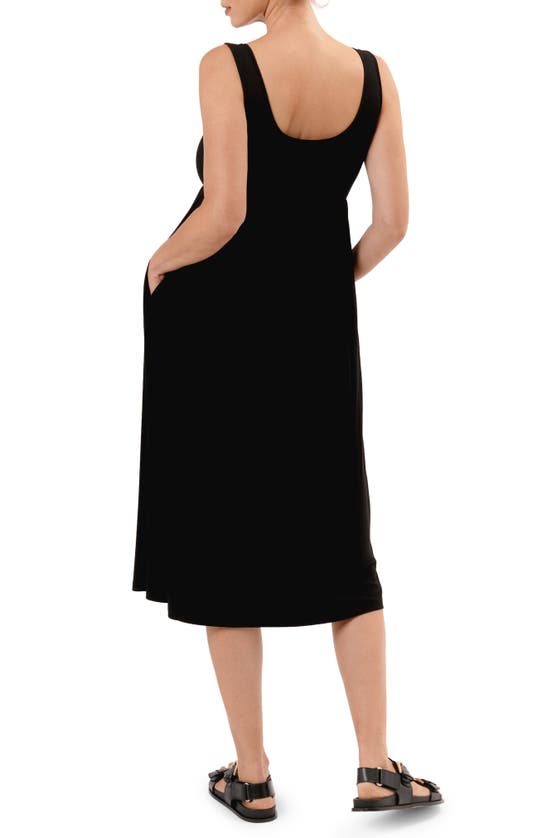 Shop Nom Maternity Rib Maternity/nursing Midi Dress In Black