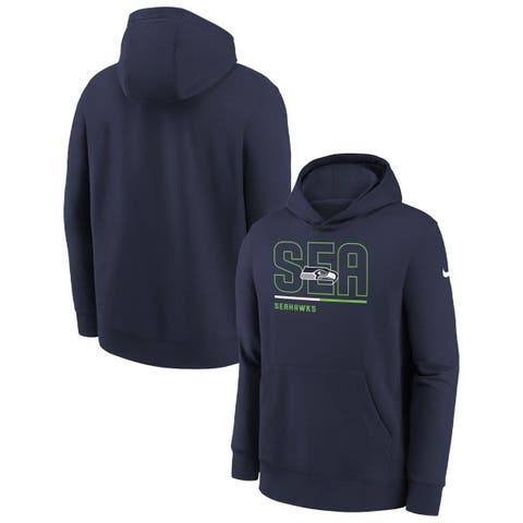 Nike Youth Nike College Navy Seattle Seahawks Sideline Fleece Performance Pullover  Hoodie