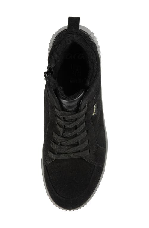 Ara Dahlia Waterproof Faux Fur Lined Sneaker In Black