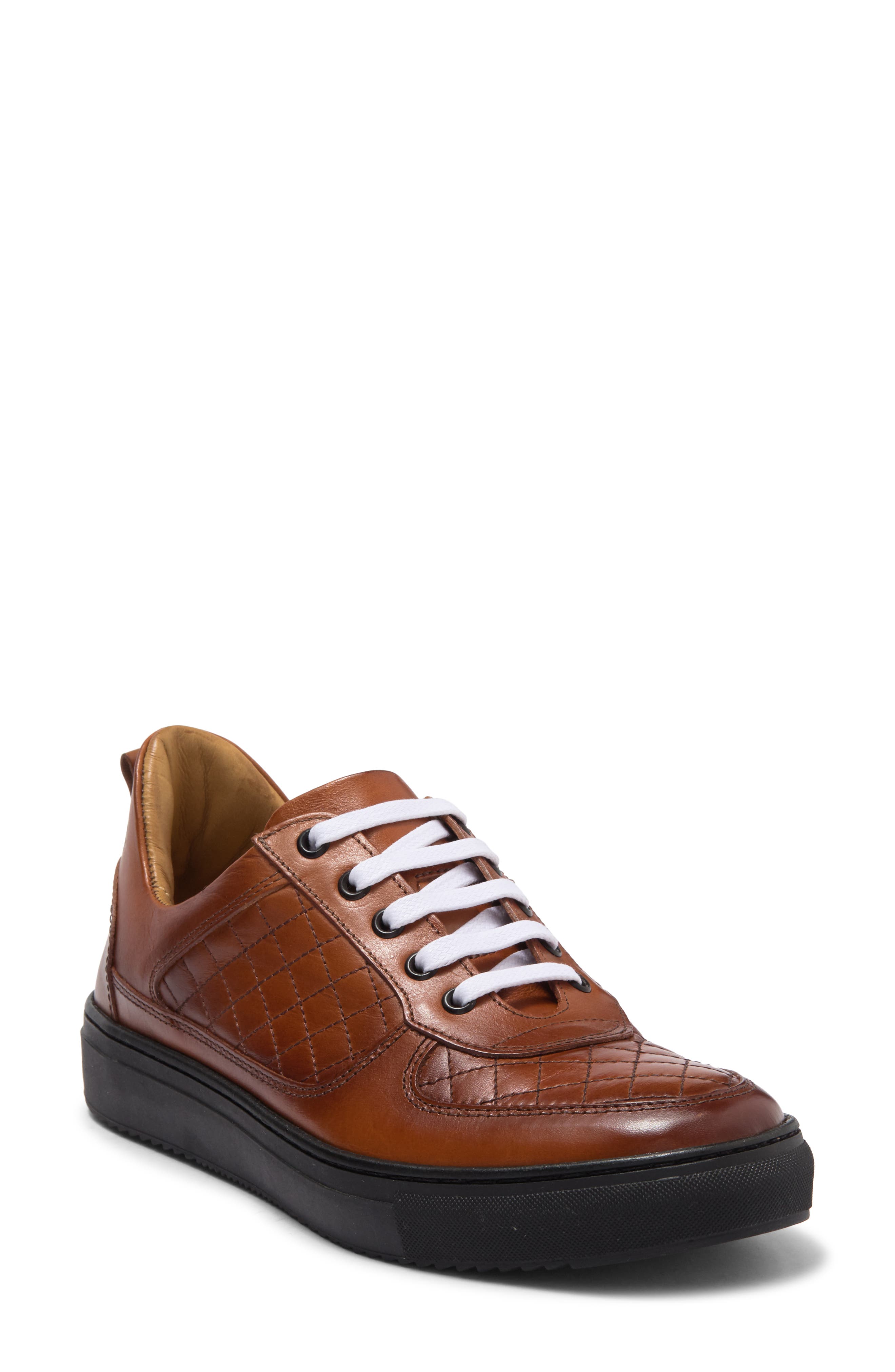 cognac leather sneakers