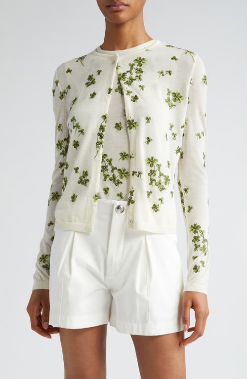 Giambattista Valli Garden Embroidered Cashmere & Silk Cardigan in Ivory at Nordstrom, Size 2 Us