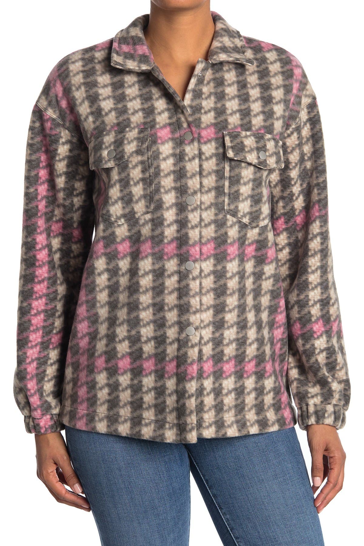 Abound Cozy Fleece Shirt Jacket In Medium Pink