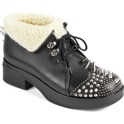 Gucci Victor Studded Faux Shearling Lined Bootie, Black