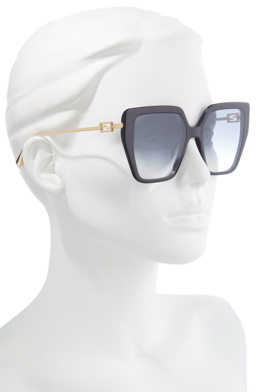 Shop Fendi ' Baguette 55mm Butterfly Sunglasses In Shiny Black/gradient Smoke