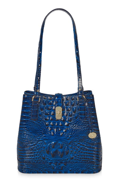 Brahmin Fiora Croc Embossed Leather Bucket Bag in Sapphire